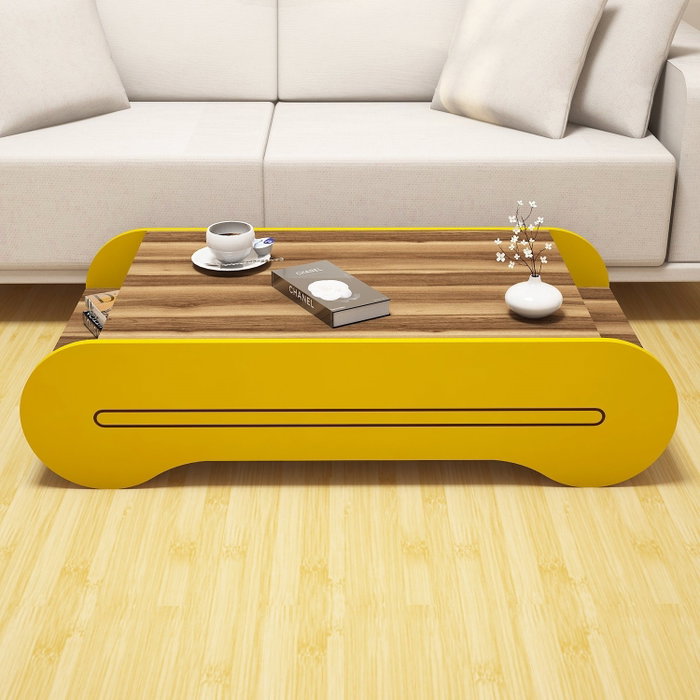 Hanah Home Mesa de Centro Bohemia Nogal y Amarillo Hanah Home Mesa de Centro Bohemia Nogal y Amarillo